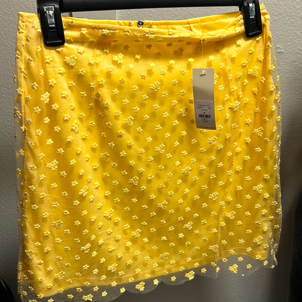 Medium Yellow Floral Mini Skirt